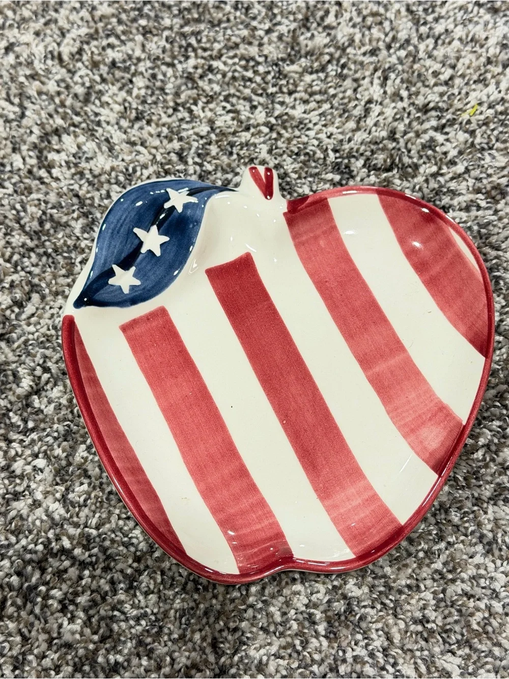 Laurie Gates Patriotic Apple Shaped Ceramic Dish - Red, White & Blue